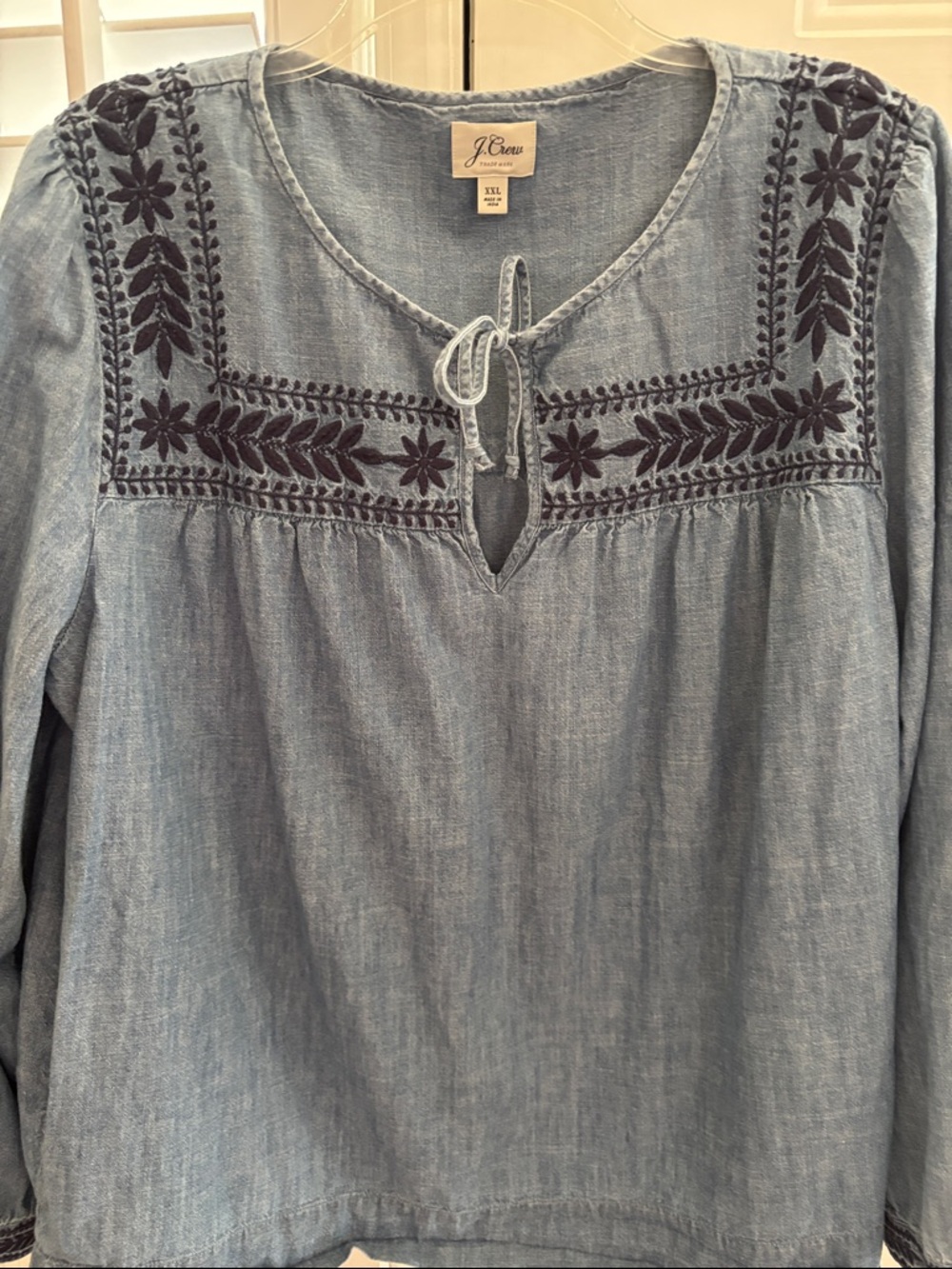 J. Crew Light Blue Embroidered Chambray Tunic - Picture 2 of 6